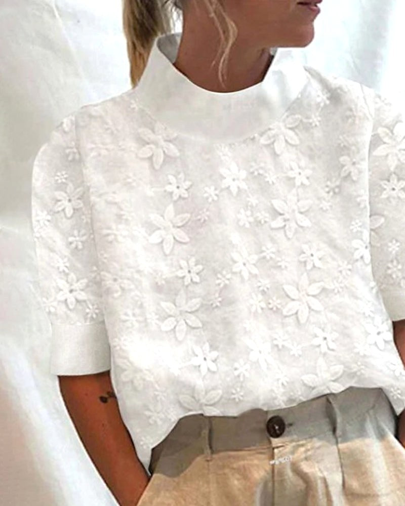 Megan | Women's Floral Stand-Up Collar Blouse - image 2