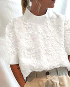Megan | Women's Floral Stand-Up Collar Blouse - image 3