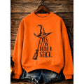 Megan | Women's Halloween Witch Graphic Sweatshirt, Relaxed Crew Neck Sweater | The Dress Cellar | Orange