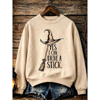 Megan | Women's Halloween Witch Graphic Sweatshirt, Relaxed Crew Neck Sweater | The Dress Cellar