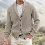 Michael | Men's Shawl Collar Cardigan with Button Front, Ribbed Knit Long Sleeve Cardigan | The Dress Cellar