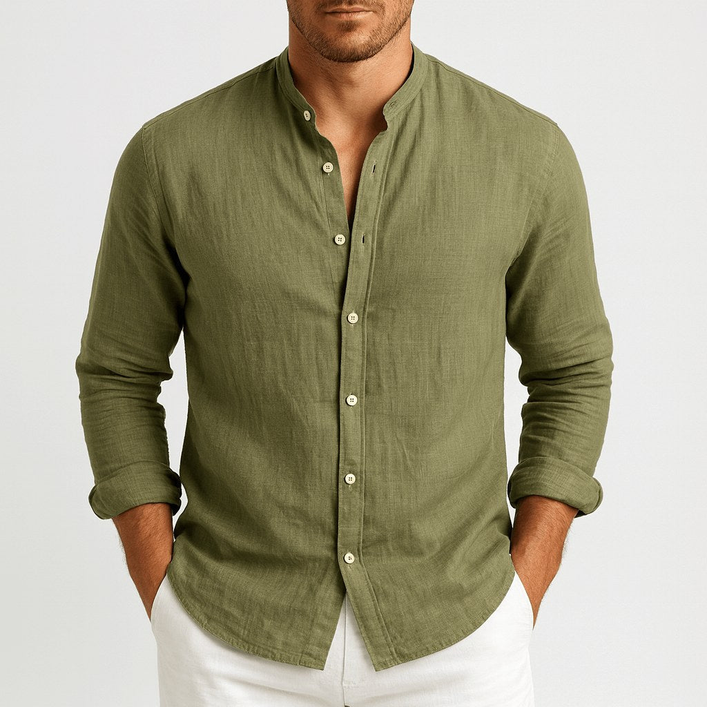 Michael | Men's Loose-Fit Natural Linen Shirt – Classic Casual Shirt | The Dress Cellar