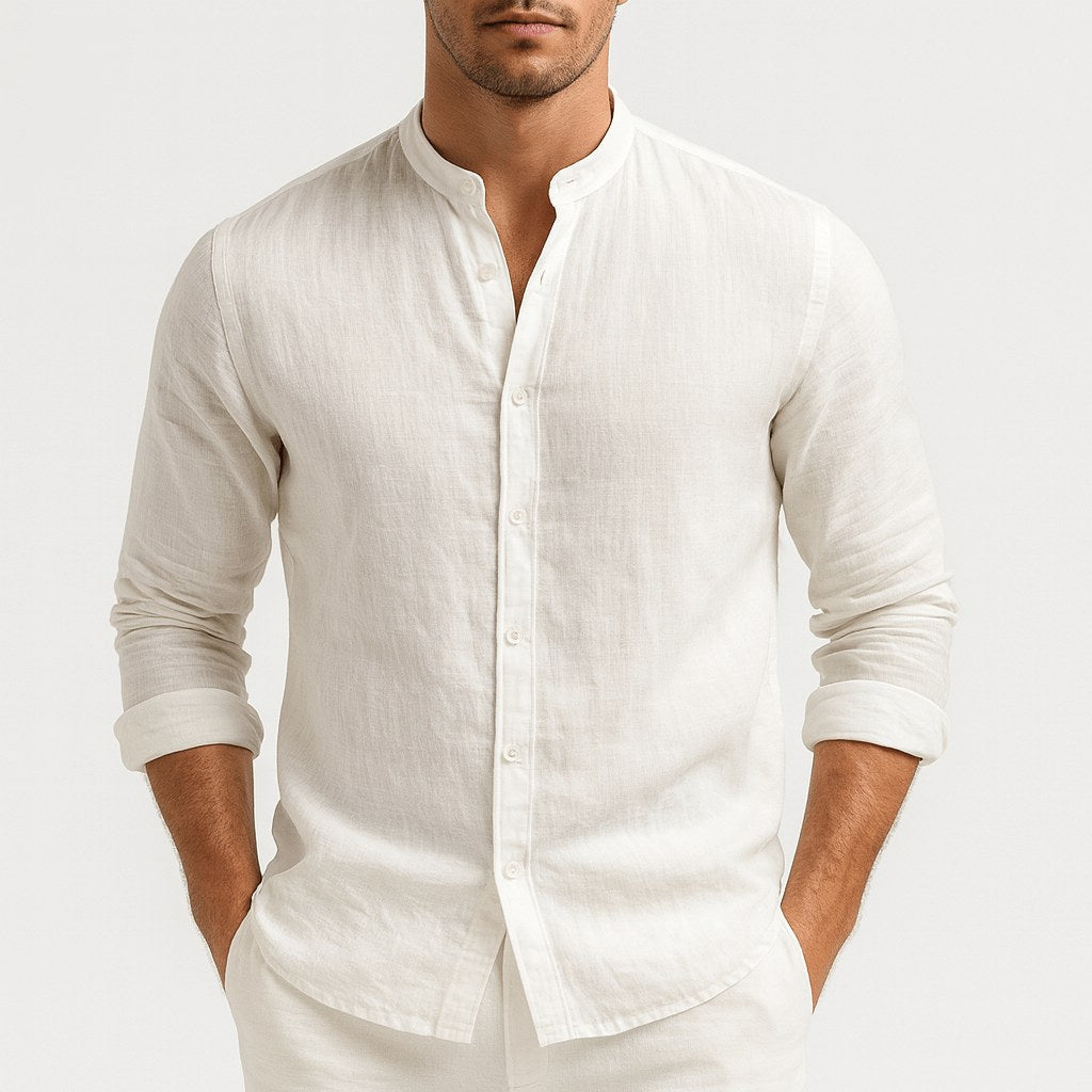 Michael | Men's Loose-Fit Natural Linen Shirt – Classic Casual Shirt | The Dress Cellar