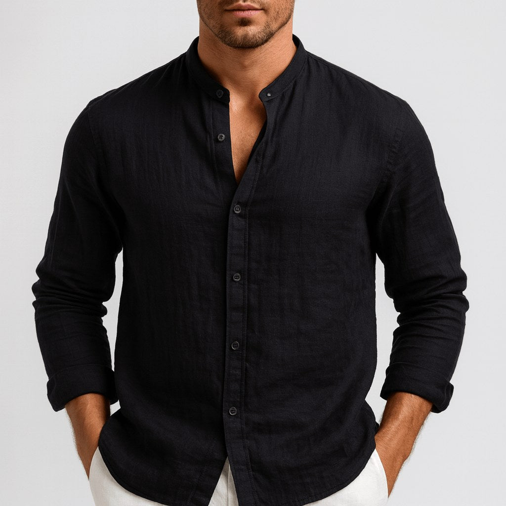 Michael | Men's Loose-Fit Natural Linen Shirt – Classic Casual Shirt | The Dress Cellar