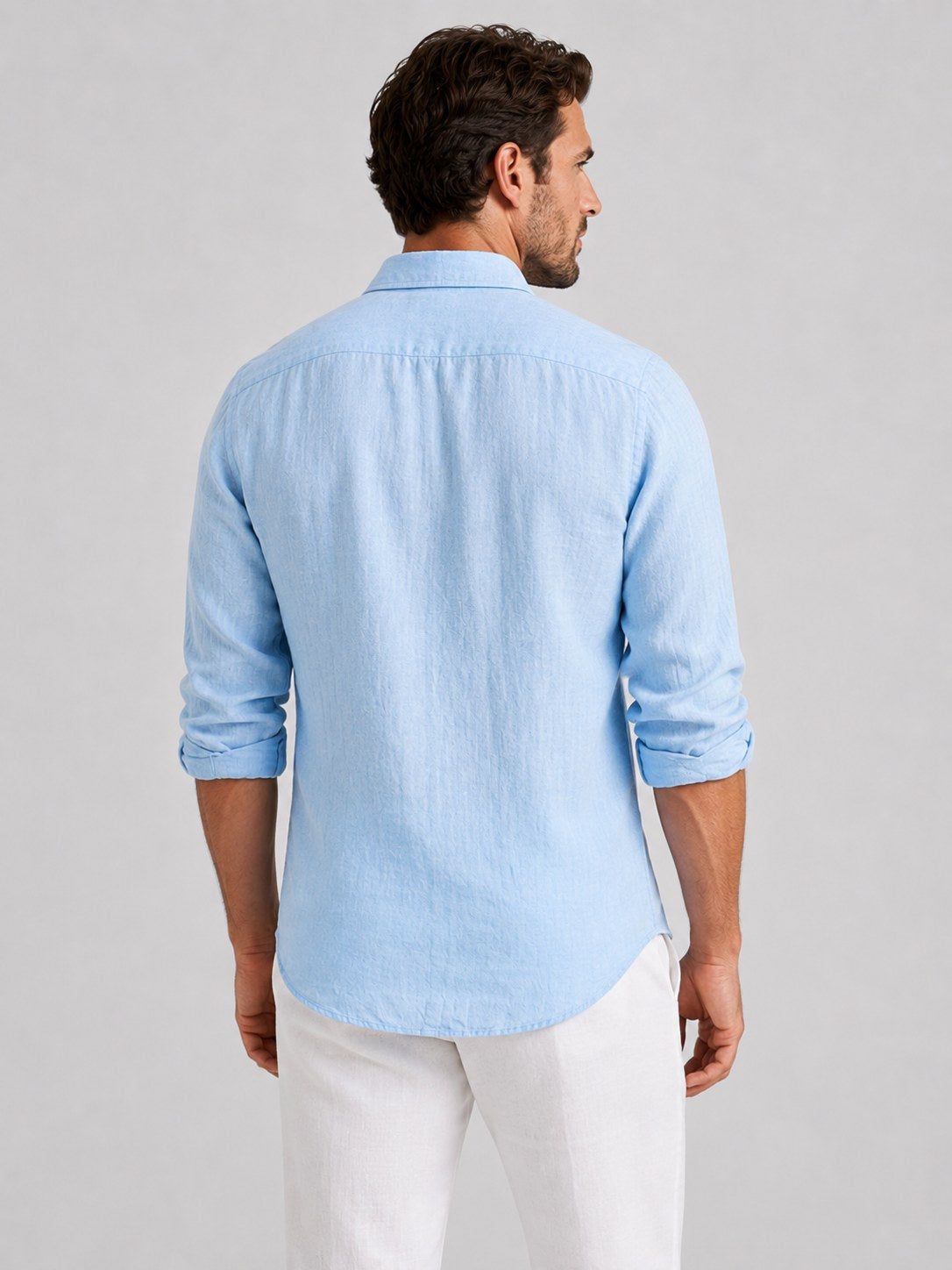 Mitchell | Men's Linen-Look Shirt, Relaxed Fit Button-Up | The Dress Cellar | White