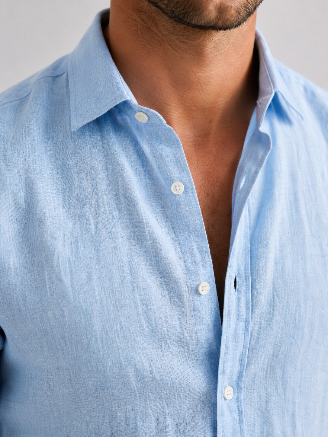 Mitchell | Men's Linen-Look Shirt, Relaxed Fit Button-Up | The Dress Cellar | Grey