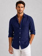 Mitchell | Men's Linen-Look Shirt, Relaxed Fit Button-Up | The Dress Cellar | Pink