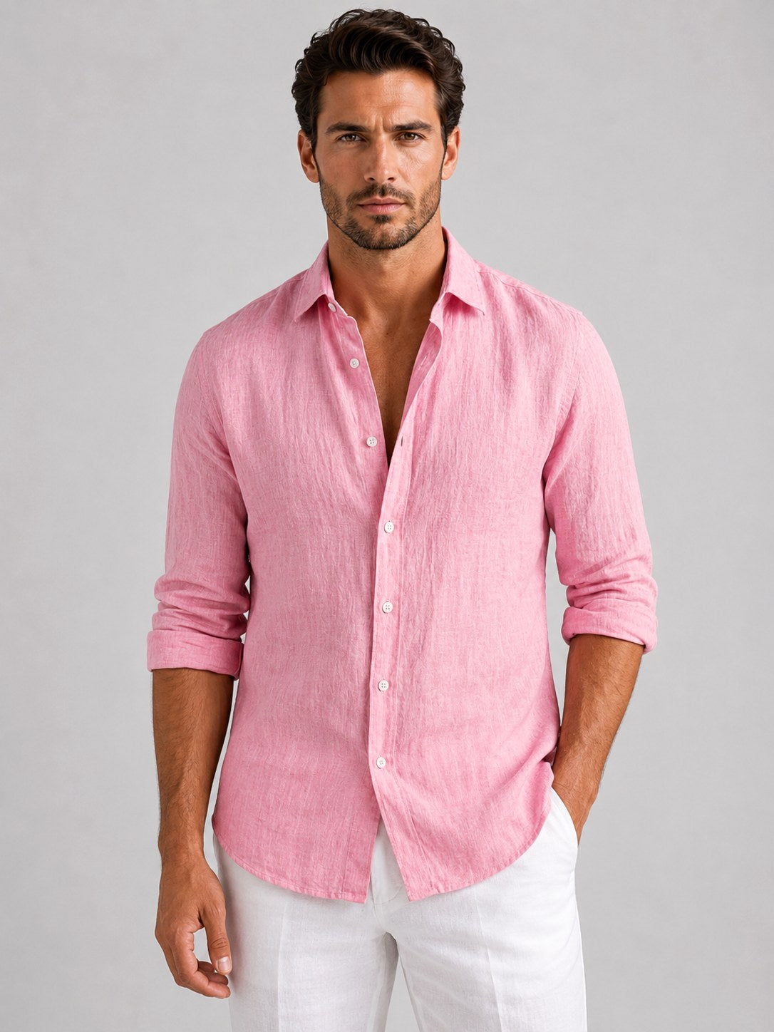 Mitchell | Men's Linen-Look Shirt, Relaxed Fit Button-Up | The Dress Cellar