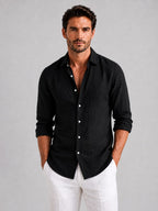 Mitchell | Men's Linen-Look Shirt, Relaxed Fit Button-Up | The Dress Cellar