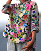 Monette | Women's Floral Short Sleeve Blouse - Floral 2