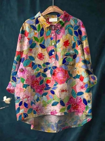 Monette | Women's Floral Short Sleeve Blouse - Floral 4