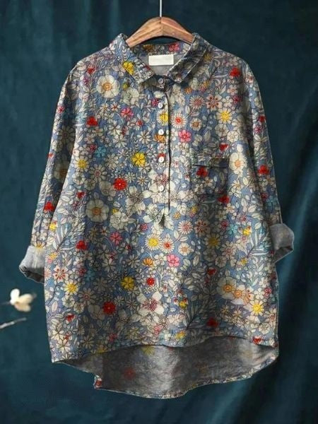 Monette | Women's Floral Short Sleeve Blouse - Floral 6