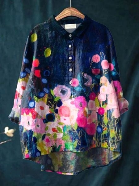 Monette | Women's Floral Short Sleeve Blouse - Floral 8