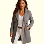Monica | Women's Double-Breasted Coat with Lapels, Elegant Autumn Coat | The Dress Cellar