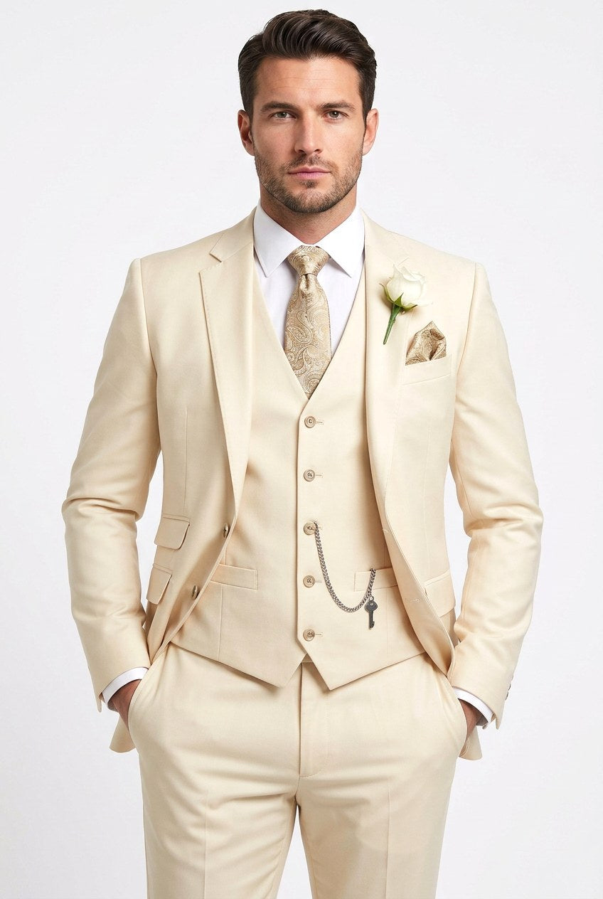 Albert | Men's Three-Piece Tailored Suit, Jacket Vest Pants | The Dress Cellar