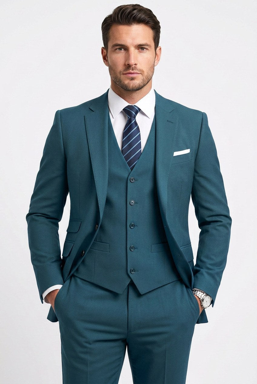 Albert | Men's Three-Piece Tailored Suit, Jacket Vest Pants | The Dress Cellar