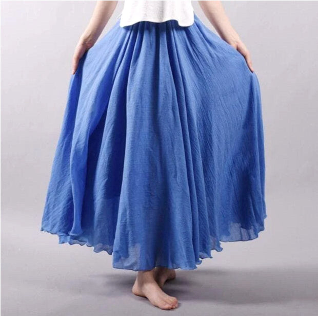 Morgan | Women's Flowy Summer Skirt - Blue