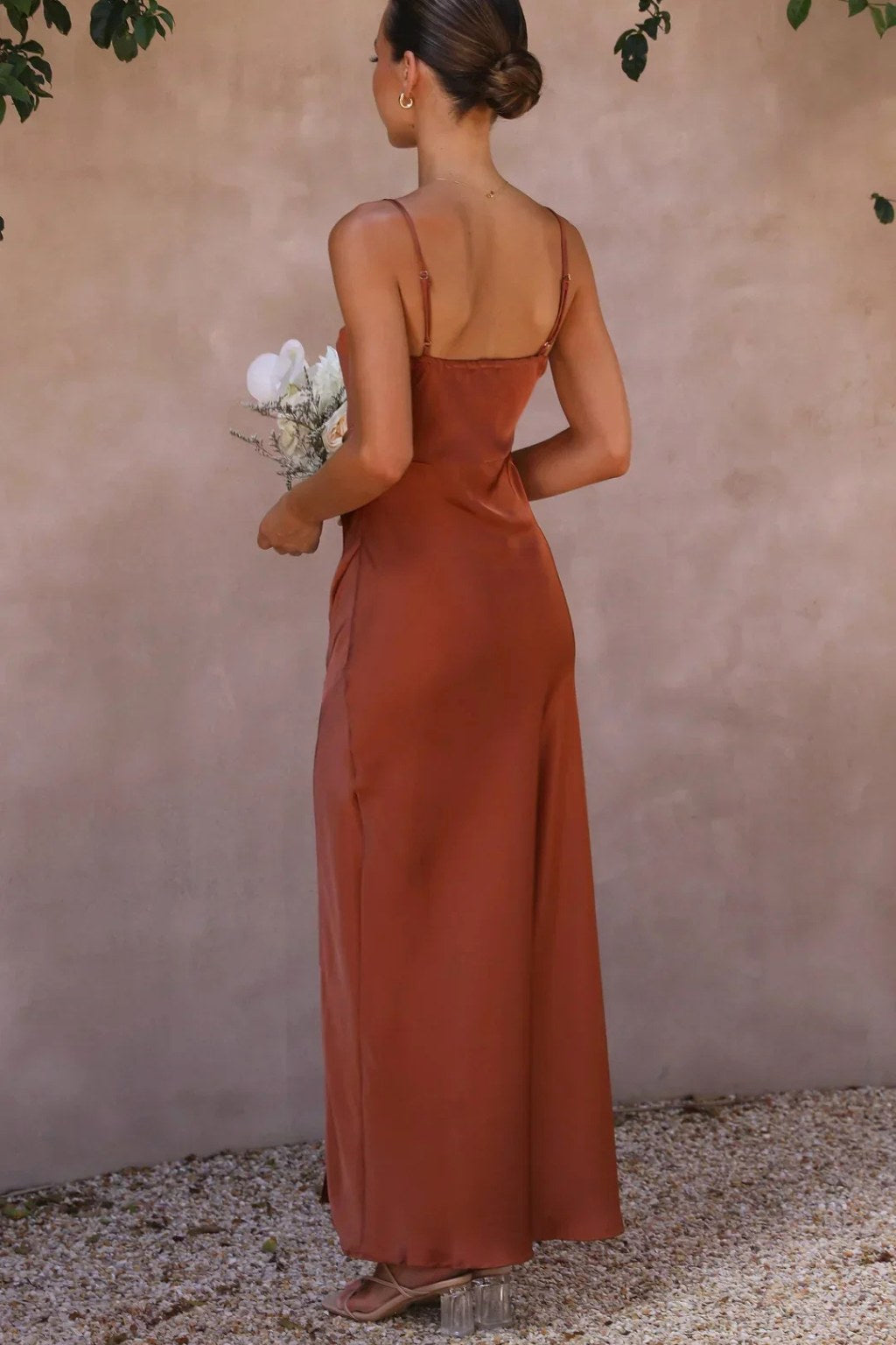 Gemma | Women's Satin Evening Dress with Side Split, Fitted Occasion Dress | The Dress Cellar