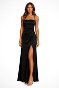 Gemma | Women's Satin Evening Dress with Side Split, Fitted Occasion Dress | The Dress Cellar