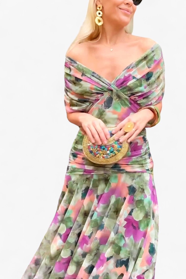 Natalie | Women's Floral V-Neck Midi Dress - image 10