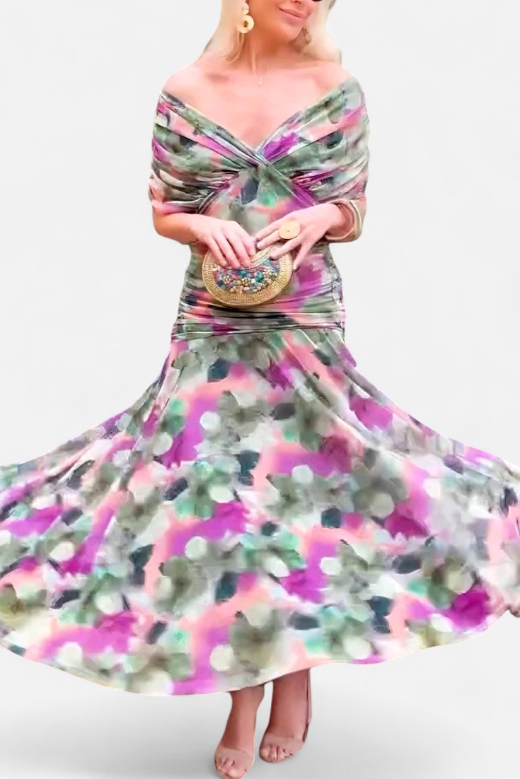 Natalie | Women's Floral V-Neck Midi Dress - image 11