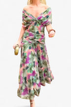Natalie | Women's Floral V-Neck Midi Dress - image 12
