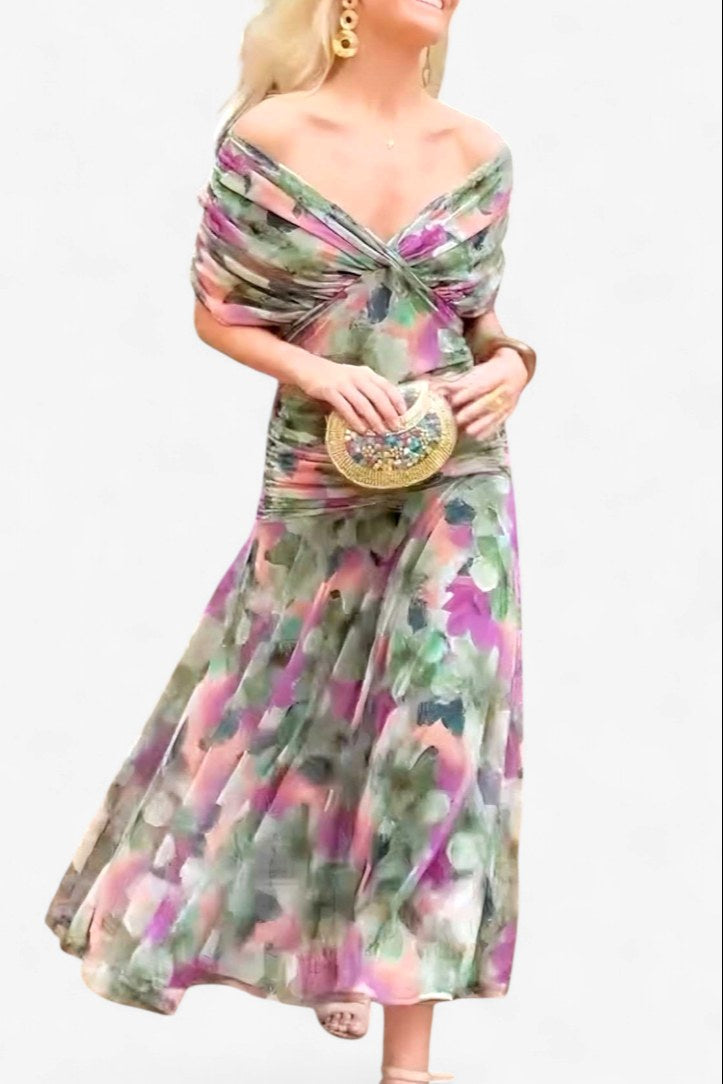 Natalie | Women's Floral V-Neck Midi Dress - image 13