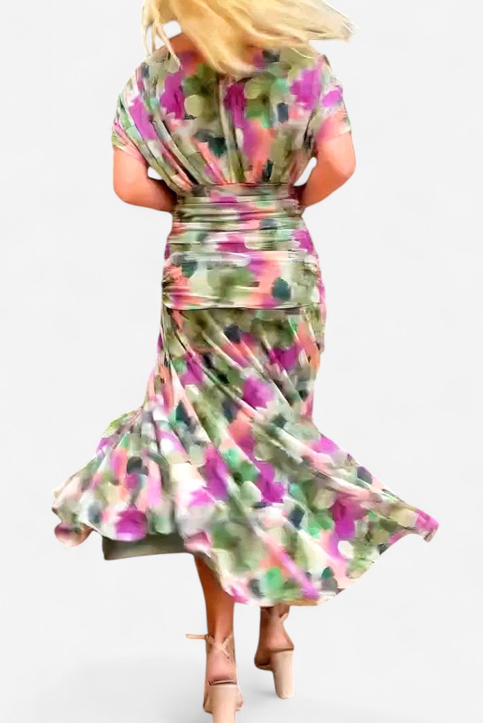 Natalie | Women's Floral V-Neck Midi Dress - image 14