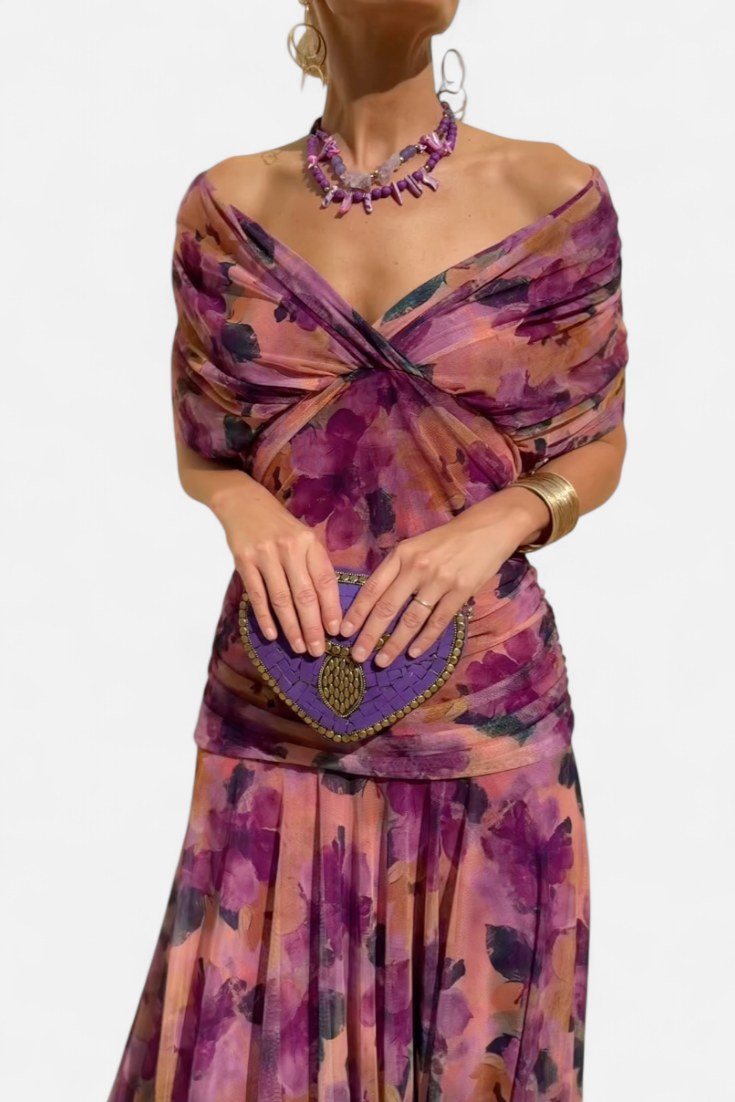 Natalie | Women's Floral V-Neck Midi Dress - image 15