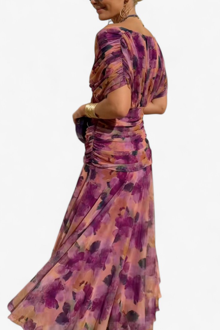 Natalie | Women's Floral V-Neck Midi Dress - image 16