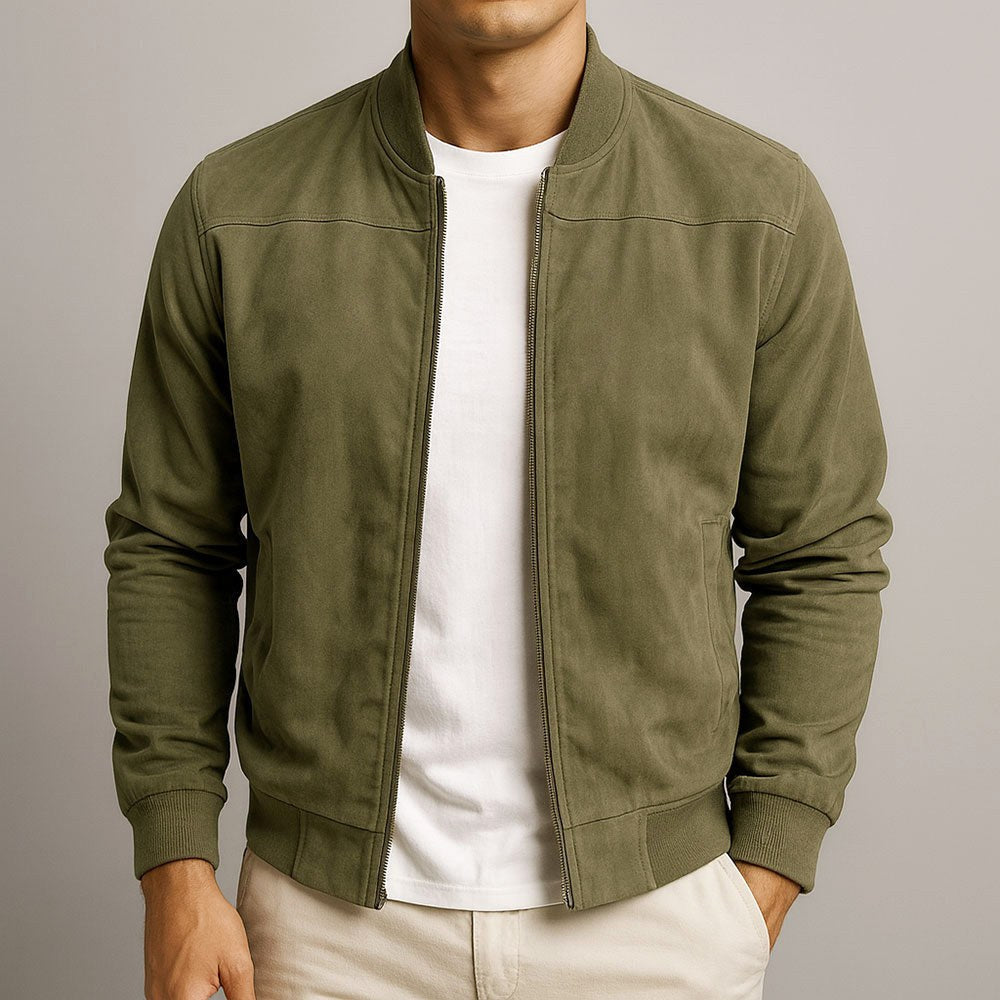 Nigel | Men's Suede-Textured Structured Jacket, Tailored Autumn Jacket | The Dress Cellar | Navy Blue