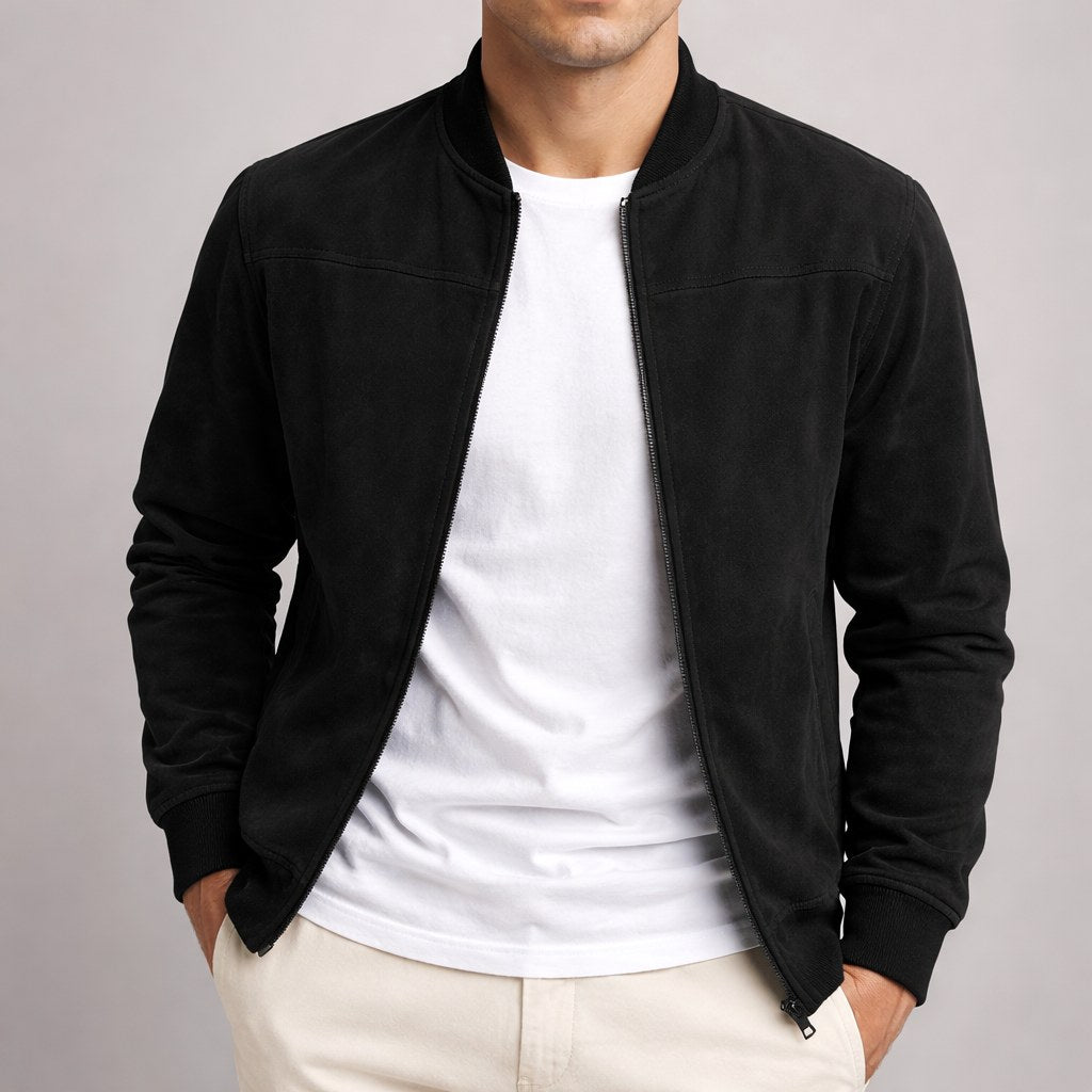 Nigel | Men's Suede-Textured Structured Jacket, Tailored Autumn Jacket | The Dress Cellar