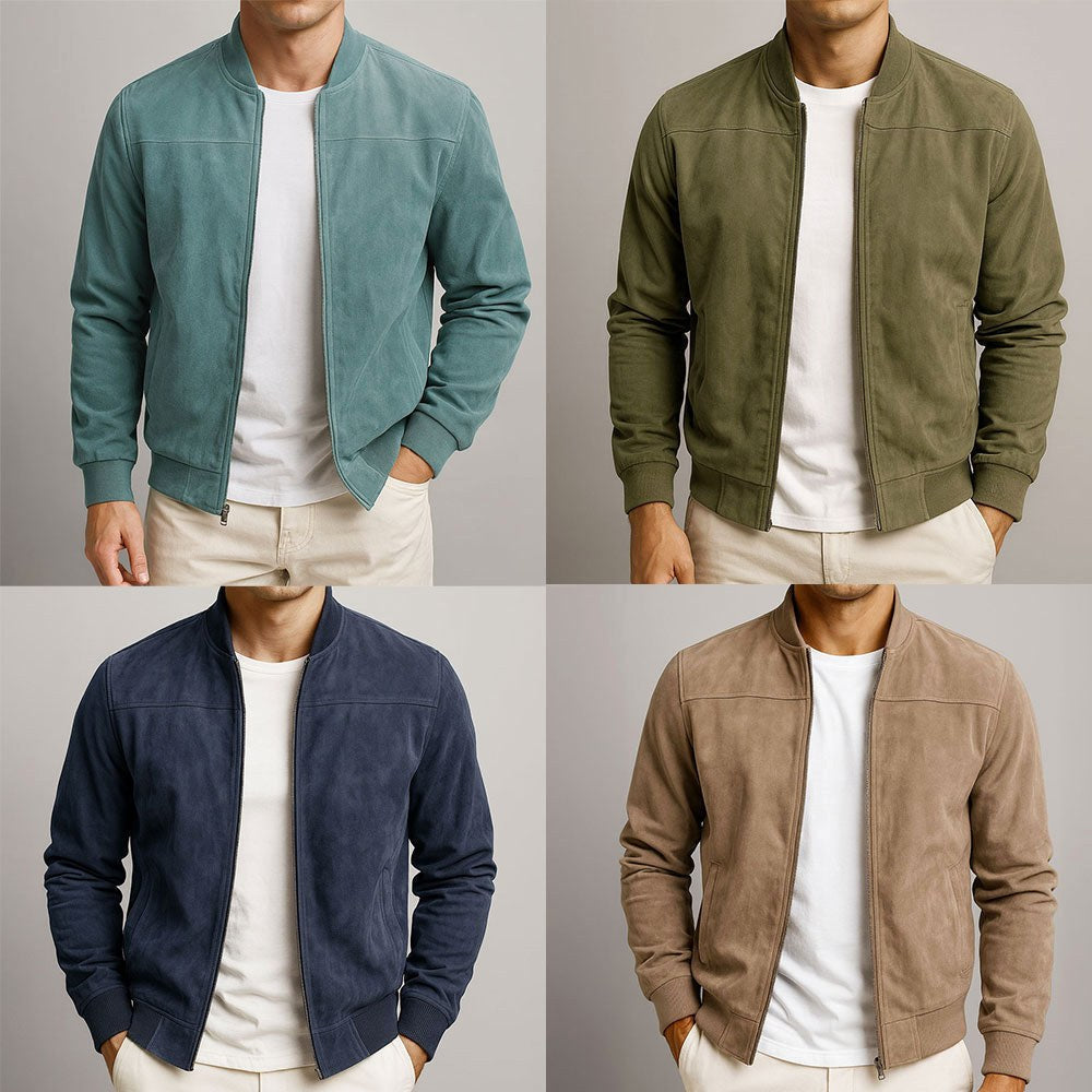 Nigel | Men's Suede-Textured Structured Jacket, Tailored Autumn Jacket | The Dress Cellar