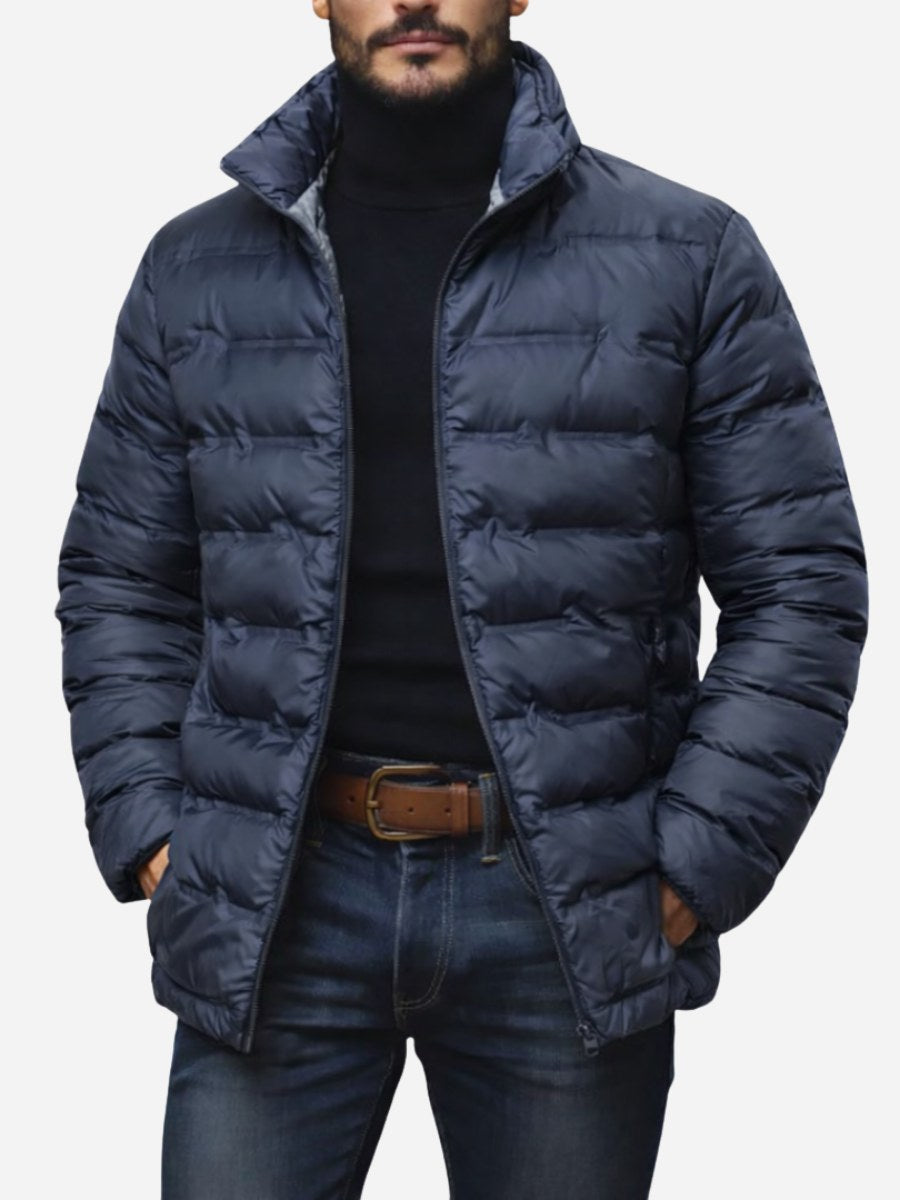 Noah | Men's Insulated Quilted Jacket, High-Collar Down Jacket | The Dress Cellar | Blue