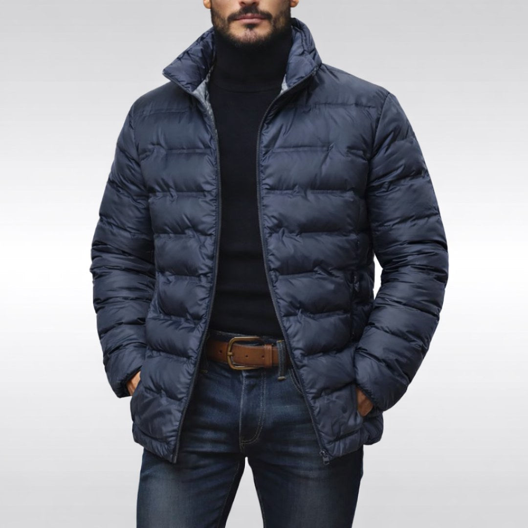 Noah | Men's Insulated Quilted Jacket, High-Collar Down Jacket | The Dress Cellar | Green