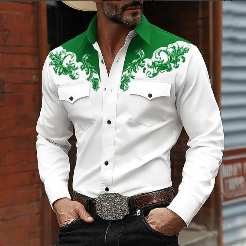 Noah | Men's Western Embroidered Button Shirt, Casual Embroidered Shirt | The Dress Cellar | Black