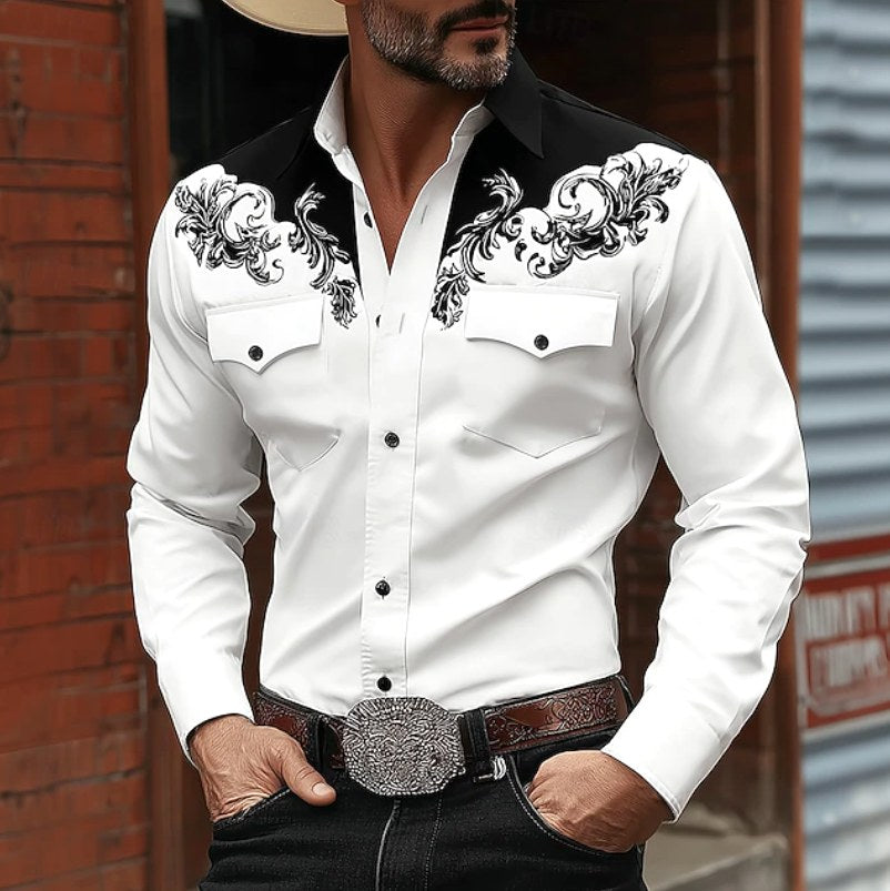 Noah | Men's Western Embroidered Button Shirt, Casual Embroidered Shirt | The Dress Cellar | Green