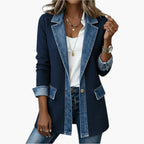 Noelle | Women's Hybrid Knit-Denim Jacket, Relaxed Button-Front Jacket | The Dress Cellar