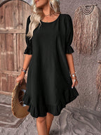 Noelle | Women's Relaxed Ruffle Summer Dress - Black