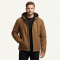 Nolan | Men's Fleece-Lined Hooded Jacket, Retro Autumn Jacket | The Dress Cellar | Khaki