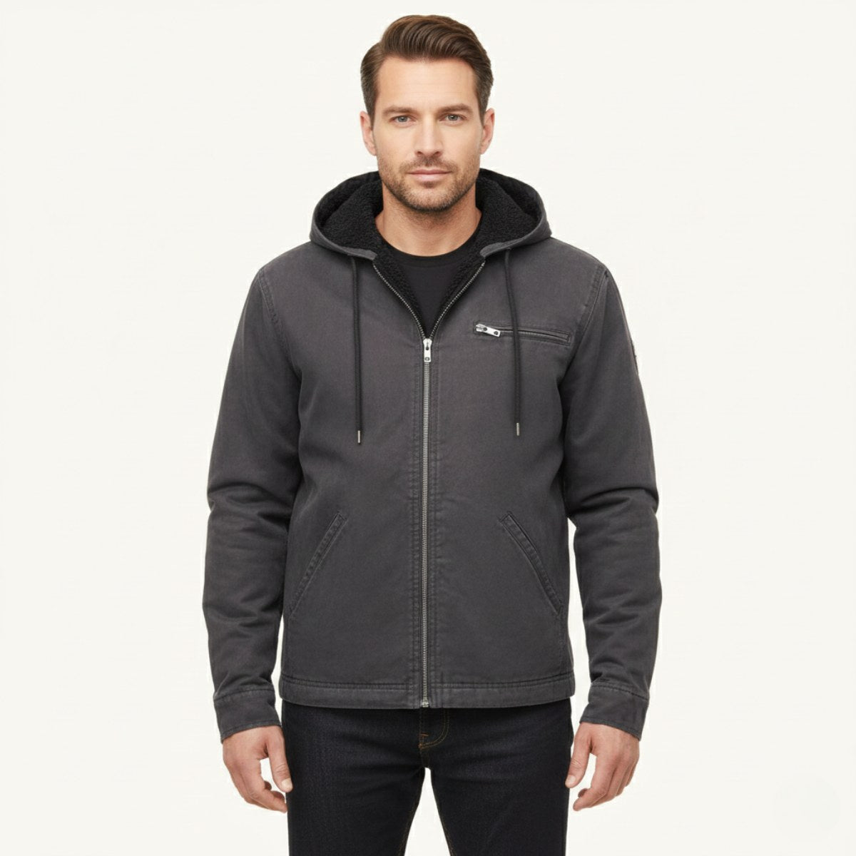 Nolan | Men's Fleece-Lined Hooded Jacket, Retro Autumn Jacket | The Dress Cellar