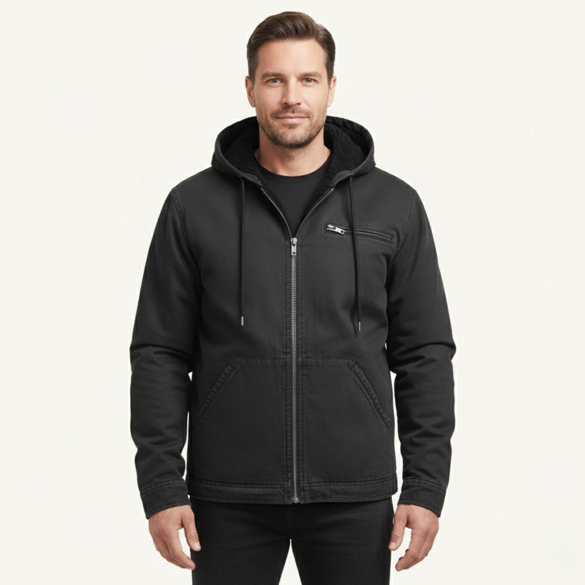Nolan | Men's Fleece-Lined Hooded Jacket, Retro Autumn Jacket | The Dress Cellar