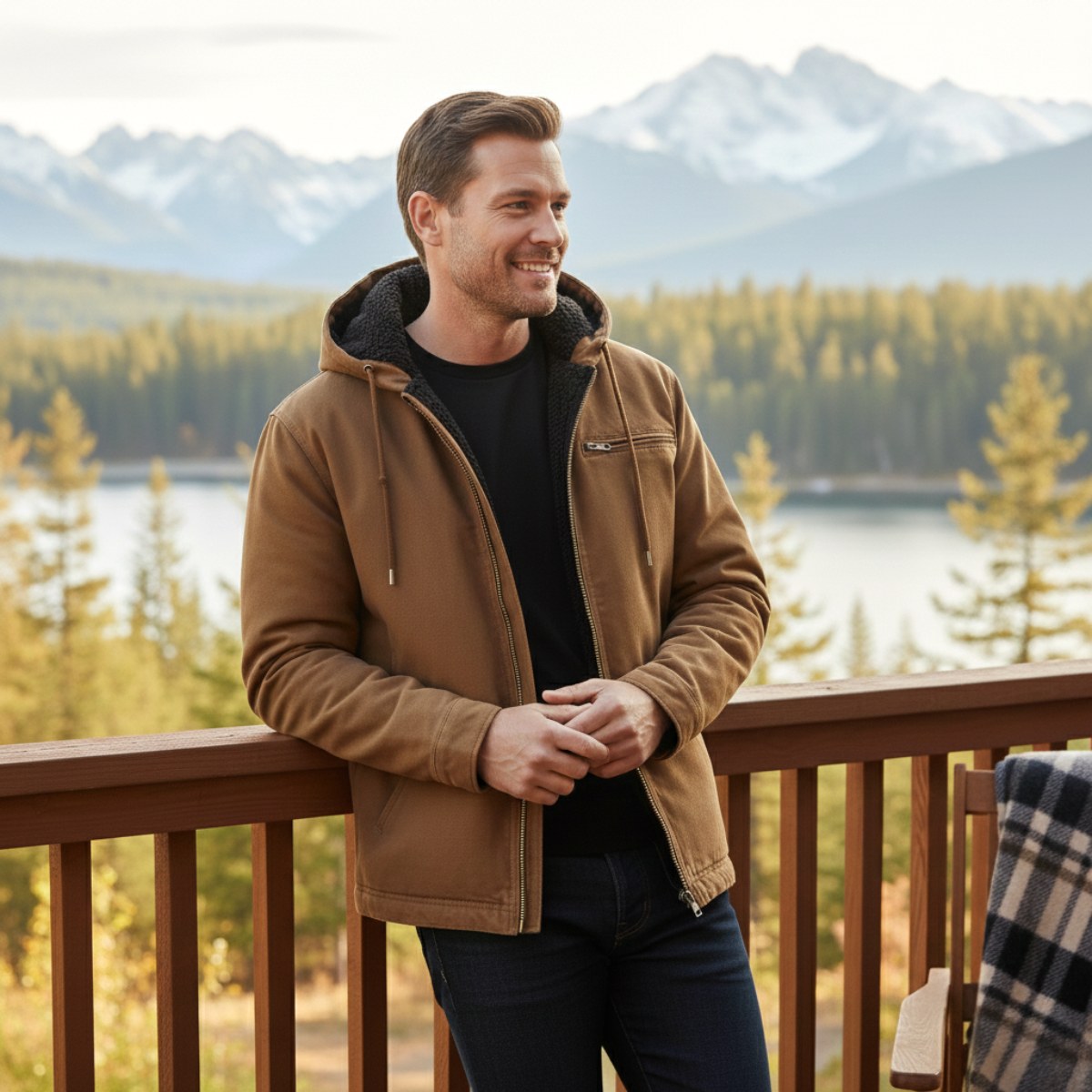 Nolan | Men's Fleece-Lined Hooded Jacket, Retro Autumn Jacket | The Dress Cellar