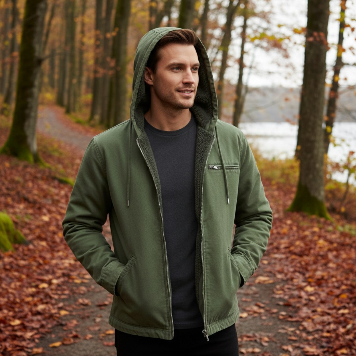 Nolan | Men's Fleece-Lined Hooded Jacket, Retro Autumn Jacket | The Dress Cellar