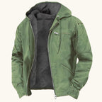 Nolan | Men's Fleece-Lined Hooded Jacket, Retro Autumn Jacket | The Dress Cellar | Army Green