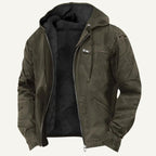 Nolan | Men's Fleece-Lined Hooded Jacket, Retro Autumn Jacket | The Dress Cellar | Dark Grey