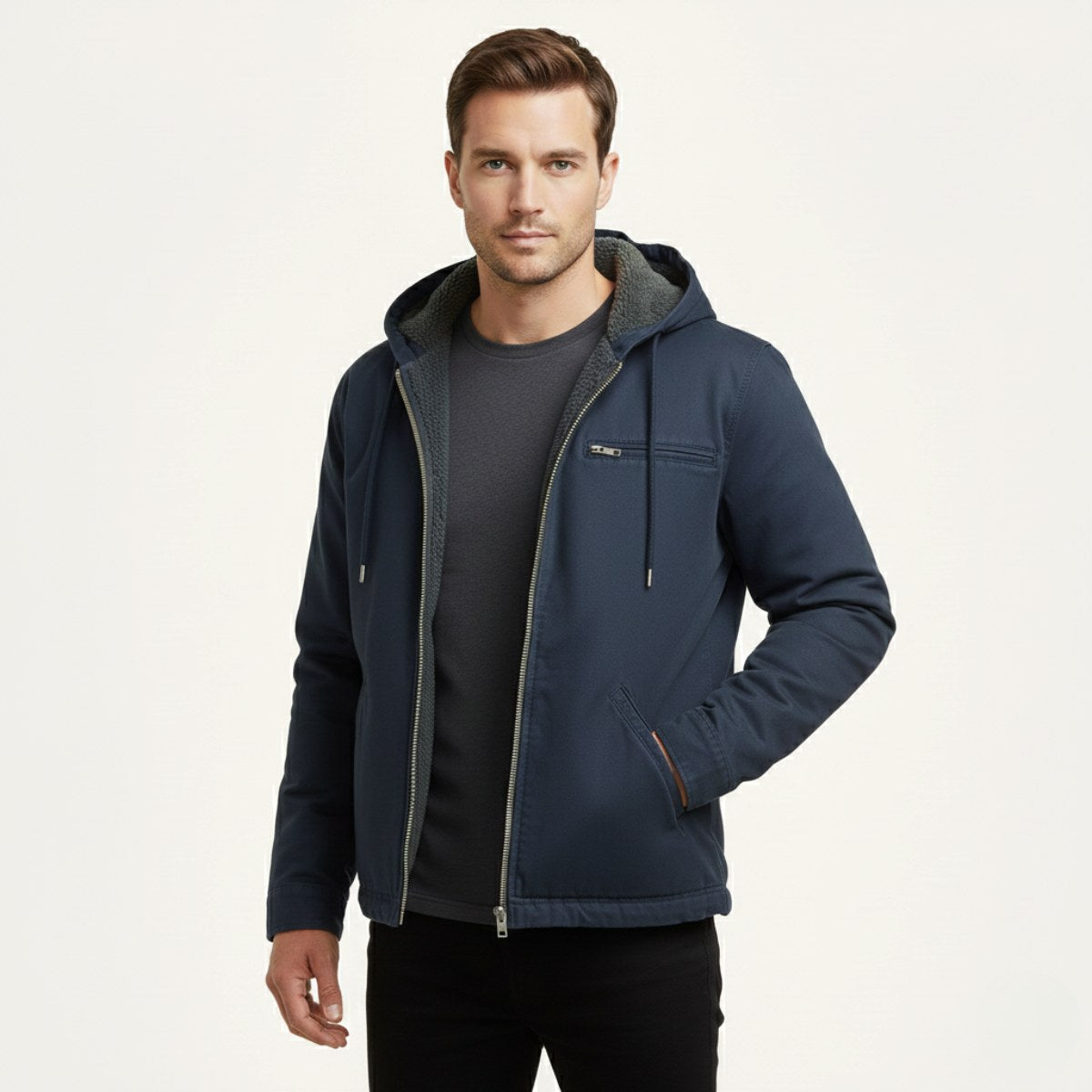 Nolan | Men's Fleece-Lined Hooded Jacket, Retro Autumn Jacket | The Dress Cellar