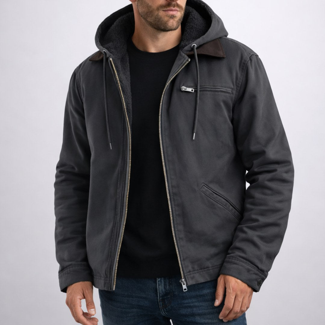 Nolan | Men's Hooded Lined Jacket, Comfortable Everyday Jacket | The Dress Cellar | Grey