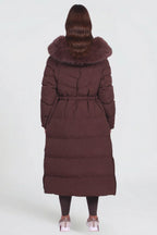 Christine | Women's Long Padded Winter Coat, Hooded Faux Fur Collar Jacket | The Dress Cellar