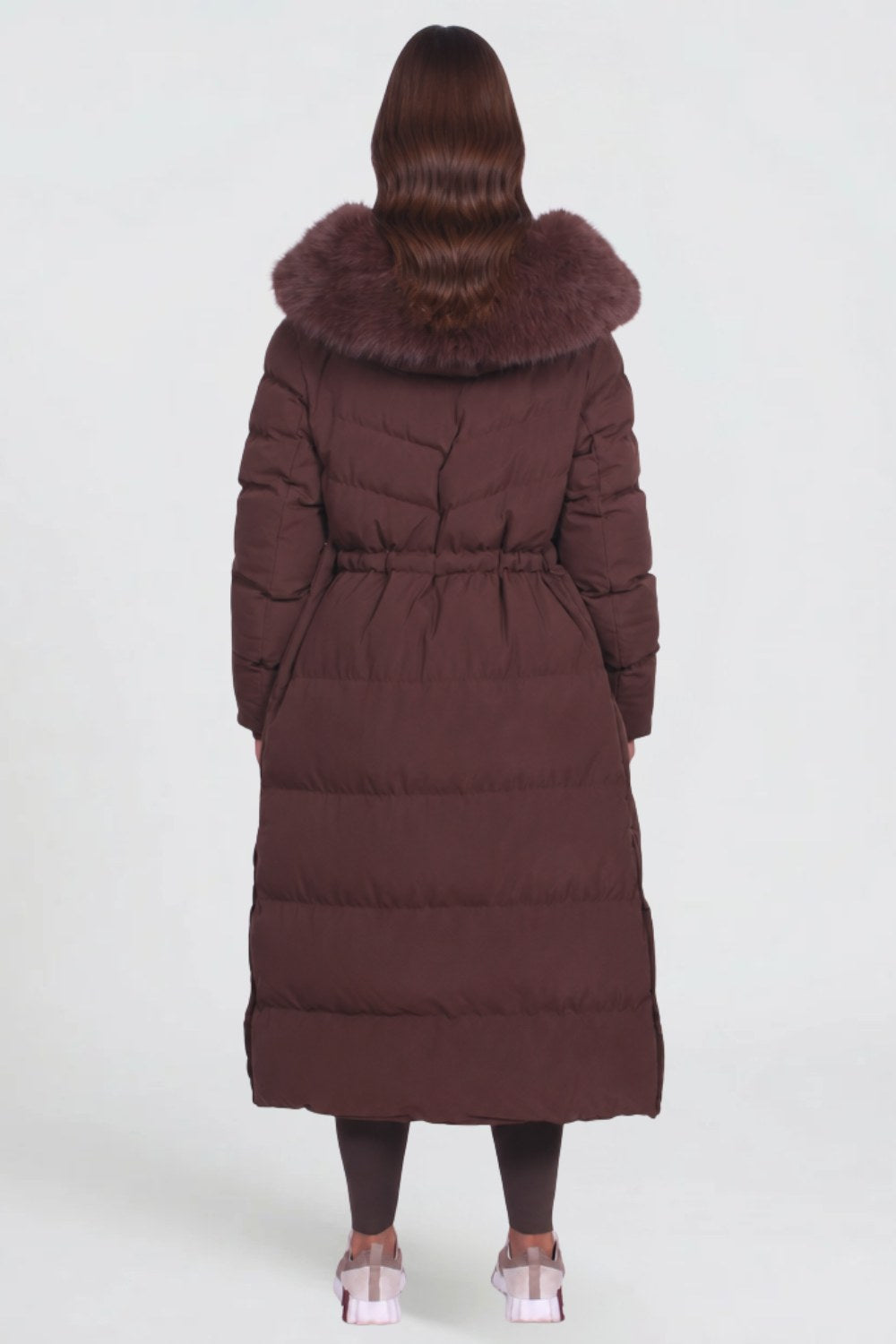 Christine | Women's Long Padded Winter Coat, Hooded Faux Fur Collar Jacket | The Dress Cellar